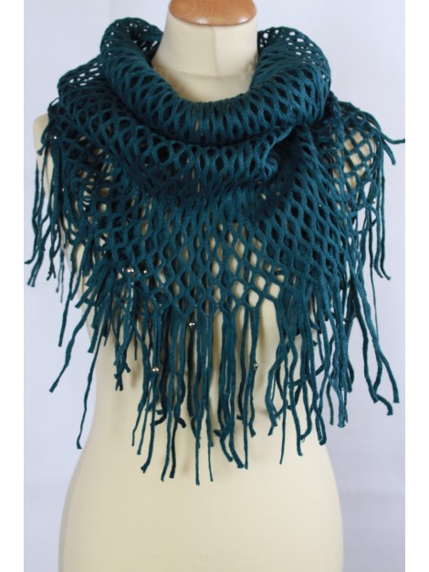 Echarpe Snood Grandes Franges Verte